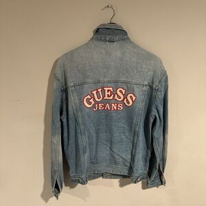 Vintage 90s Guess Jeans Denim Jacket Size Small USA Spell Out Embroidered